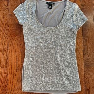 White House Black Market Silver Short Sleeve Top
